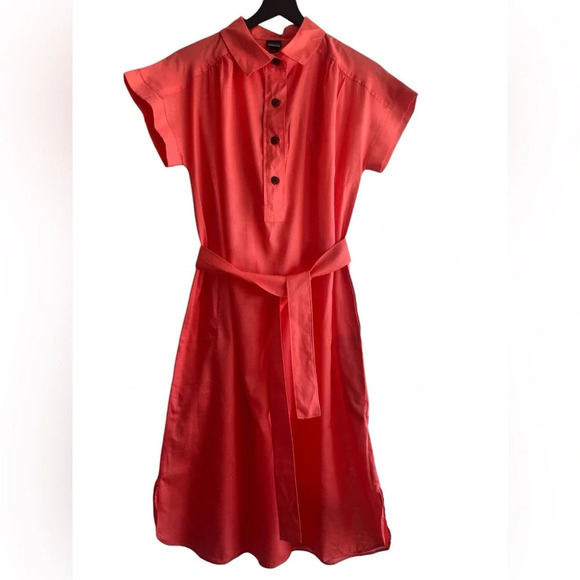 NEW Ladies Patagonia Crepe Open Weave Short Sleeve Knee Length Coral Dress, XS - Picture 2 of 8
